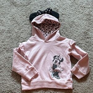 Disney Minnie Mouse Light Pink Hoodie with Polka Dot Bow